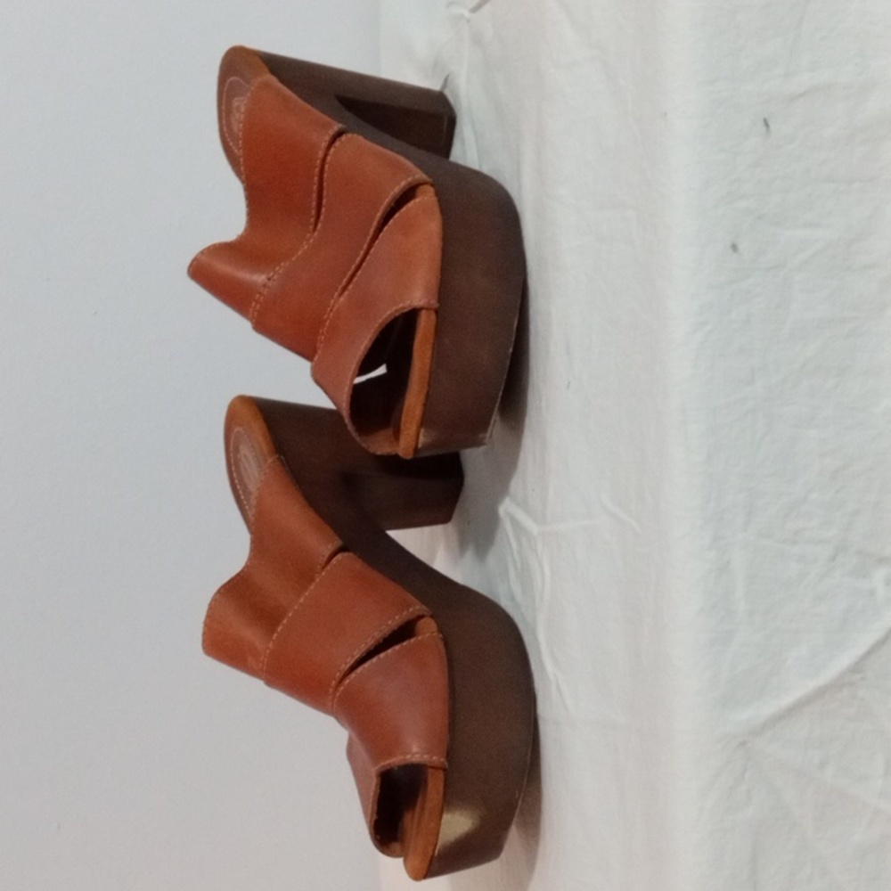 Sbicca -Brown Sandals- Wedge Sandals - Platform Wedges, 10, leather 3 strap band